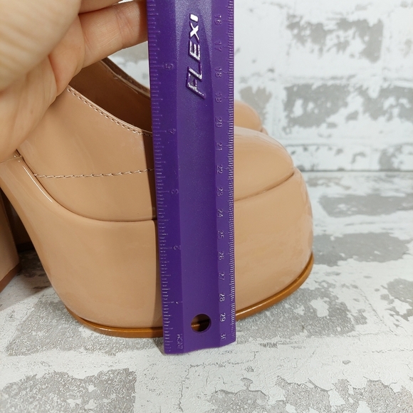 New Schutz Zayne New Pressego Tan Patent Leather Platform Mary Jane Pumps T312 - Picture 8 of 13